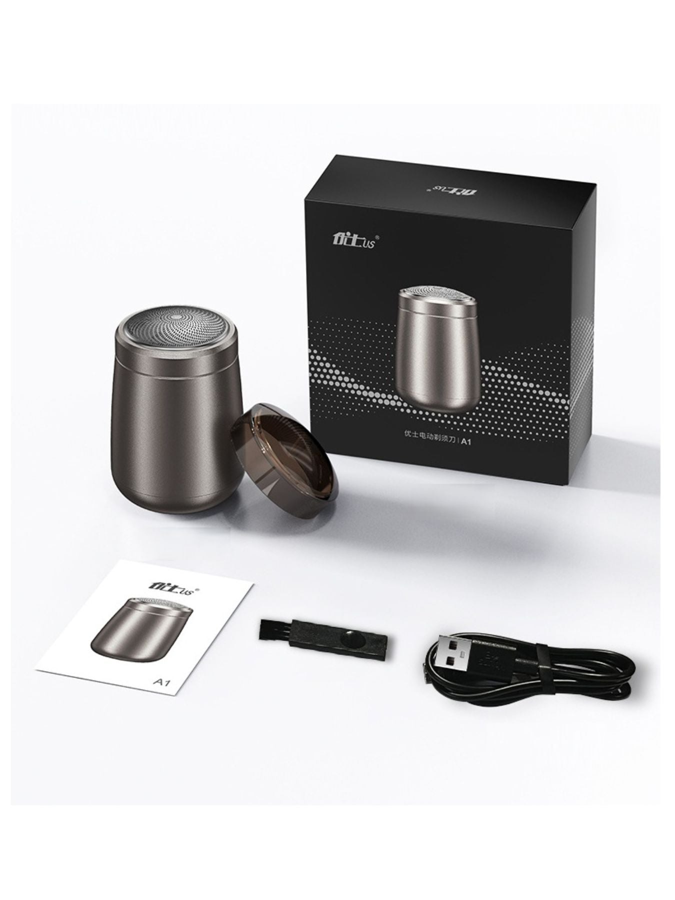 Gray portable mini electric shaver by Trendsi, compact design with a close-cutting head for convenient grooming.