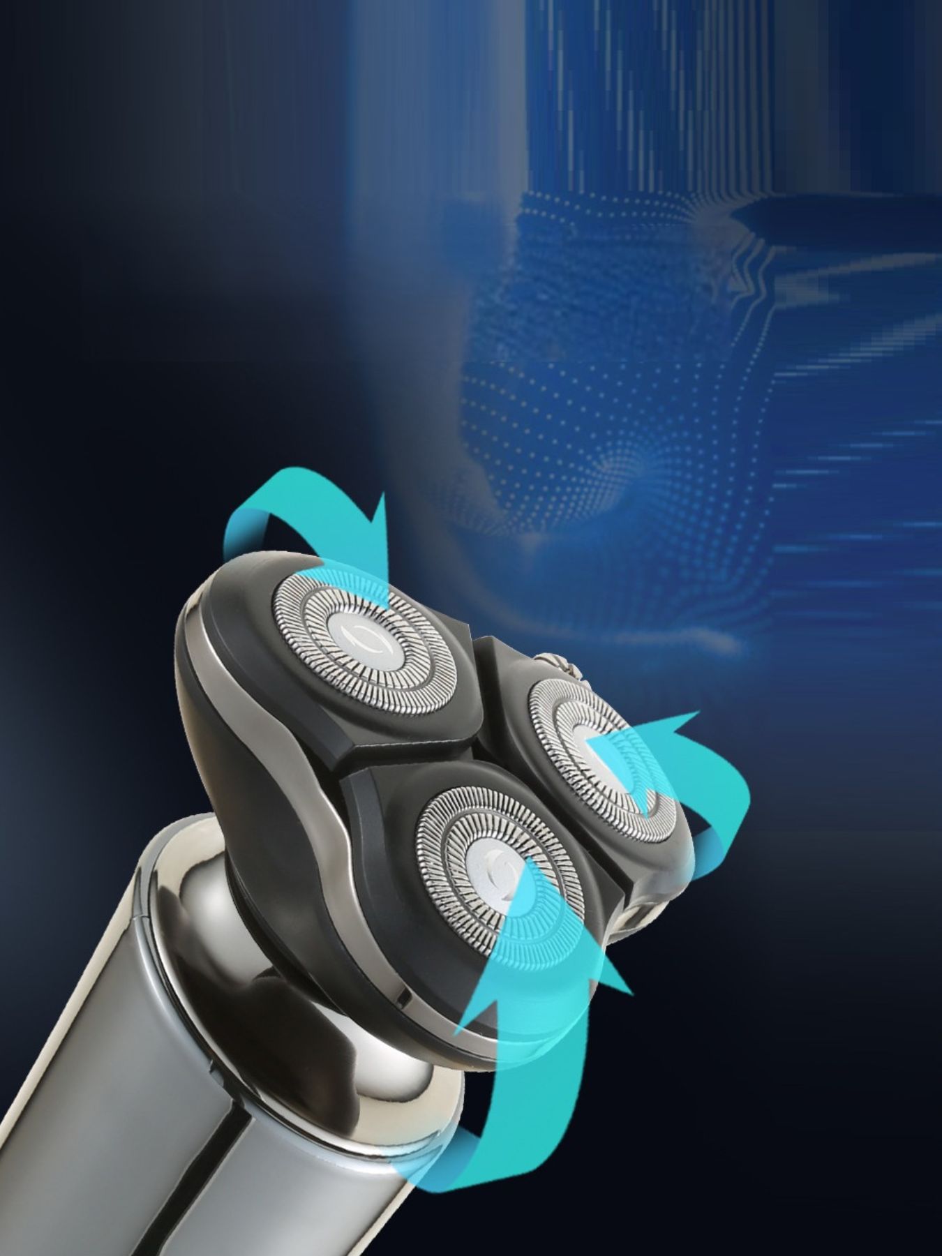 Gray Trendsi rotary electric shaver with a sleek design, featuring multiple rotary blades for a close, comfortable shave.