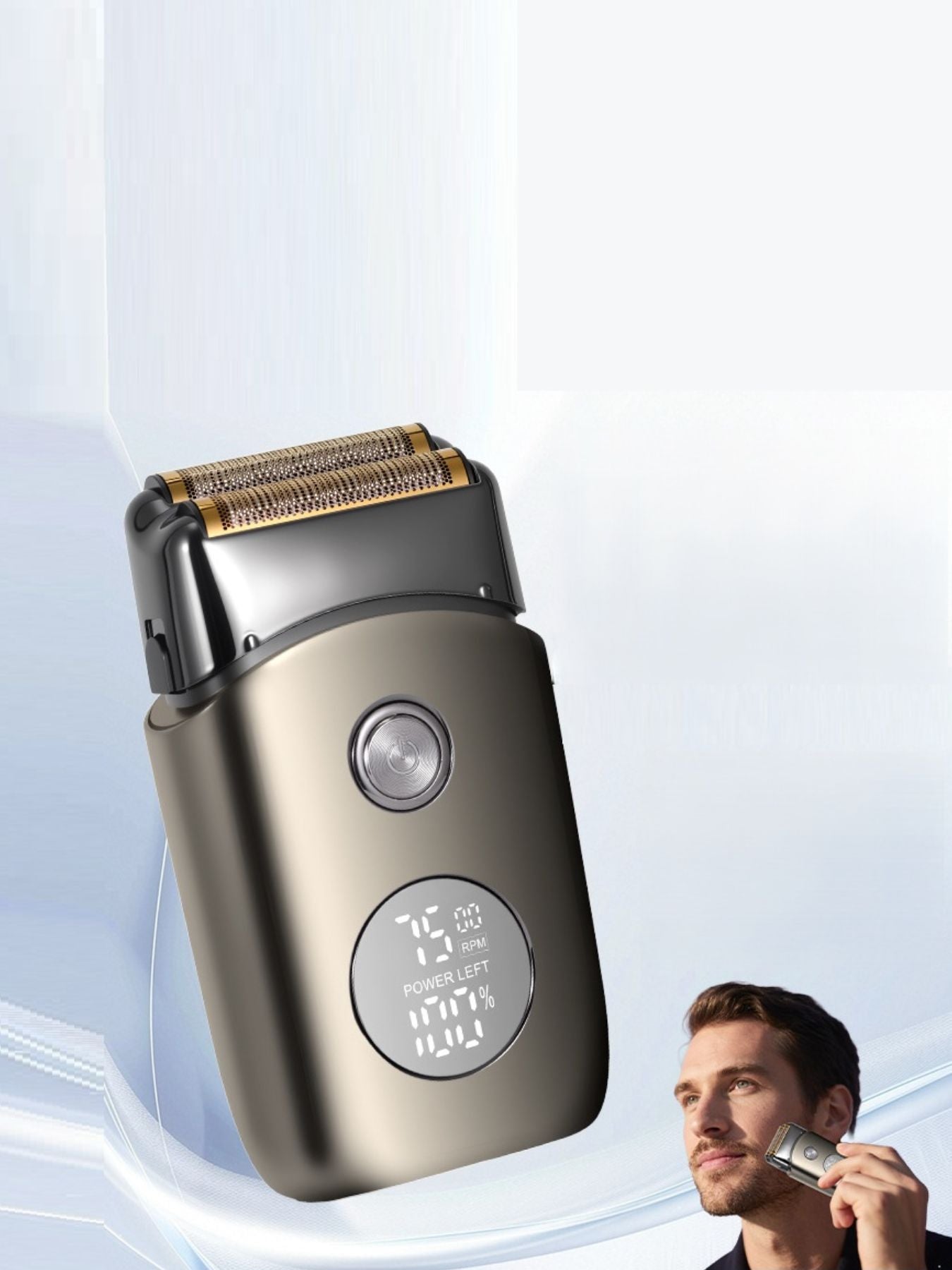 Gray Trendsi Smart Display Electric Shaver with sleek design and digital display for precision shaving.