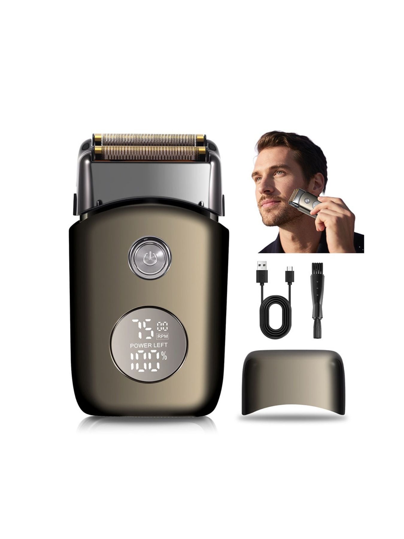 Gray Trendsi Smart Display Electric Shaver with adjustable head and digital display for a close, comfortable shave.