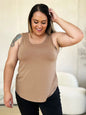 Gray Basic Bae full-size round neck curved hem tank top by Trendsi, featuring a relaxed fit and stylish curved hem.