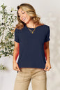 Gray Basic Bae full-size round neck short sleeve T-shirt by Trendsi, displayed flat with soft fabric texture.