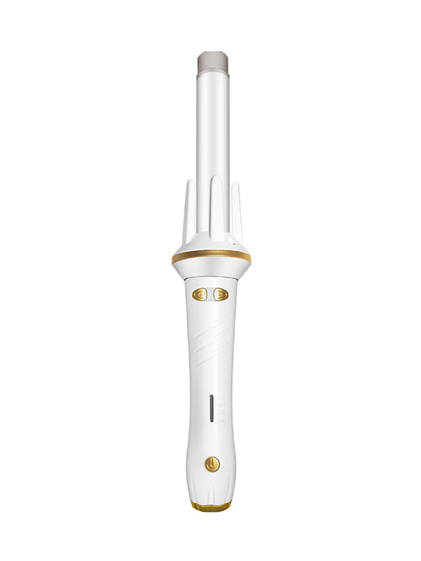 Gray and white adjustable temperature curling iron by Trendsi with North American plug and ergonomic handle.