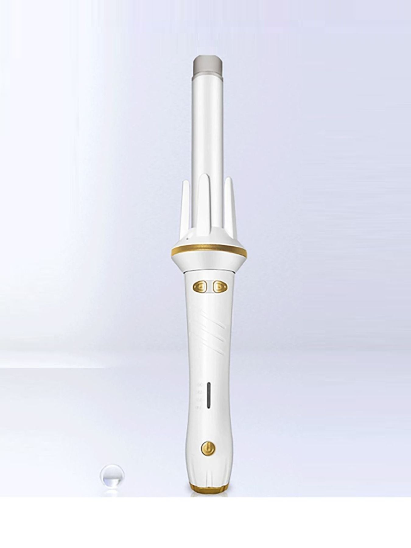 Gray and white adjustable temperature curling iron by Trendsi with North American plug, suitable for creating various curl styles.