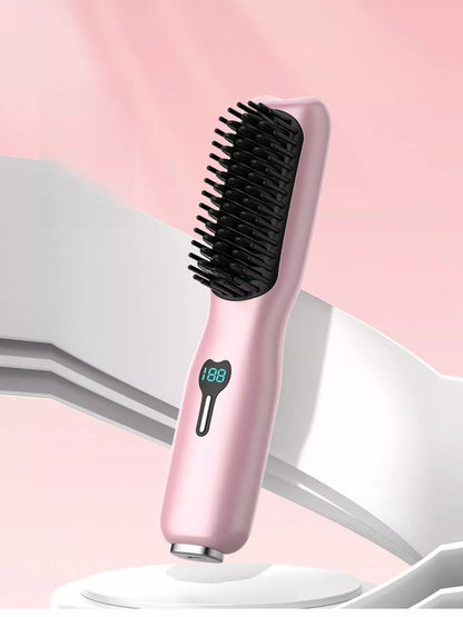 Gray and white heated straightening comb by Trendsi with adjustable temperature settings for sleek, straight hair.