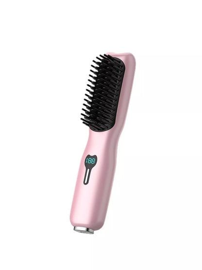 Gray and white Trendsi heated straightening comb, one size, designed for smoothing and styling hair with ease.
