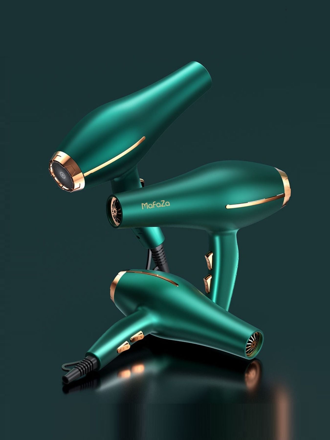 Green adjustable temperature hair dryer by Trendsi with European plug, featuring a sleek design and multiple heat settings.