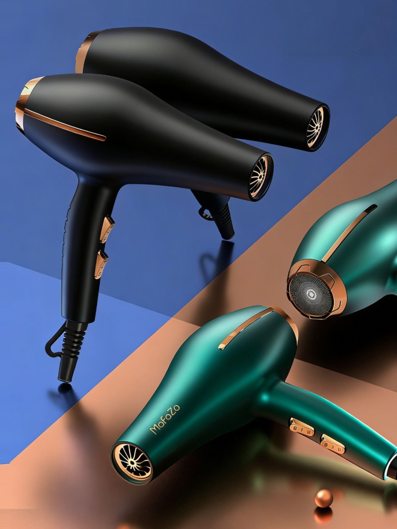 Green adjustable temperature hair dryer by Trendsi with European plug and ergonomic design, suitable for versatile styling.