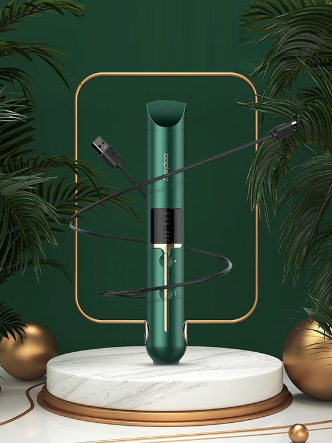 Green Trendsi cordless portable hair straightener with sleek design, compact for easy styling on the go.