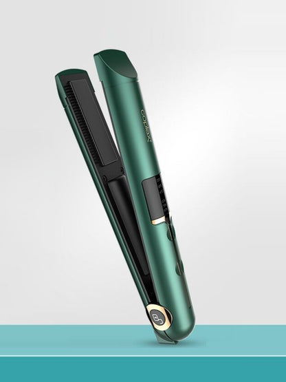 Green Trendsi cordless portable hair straightener with a sleek design, ideal for quick styling on the go.