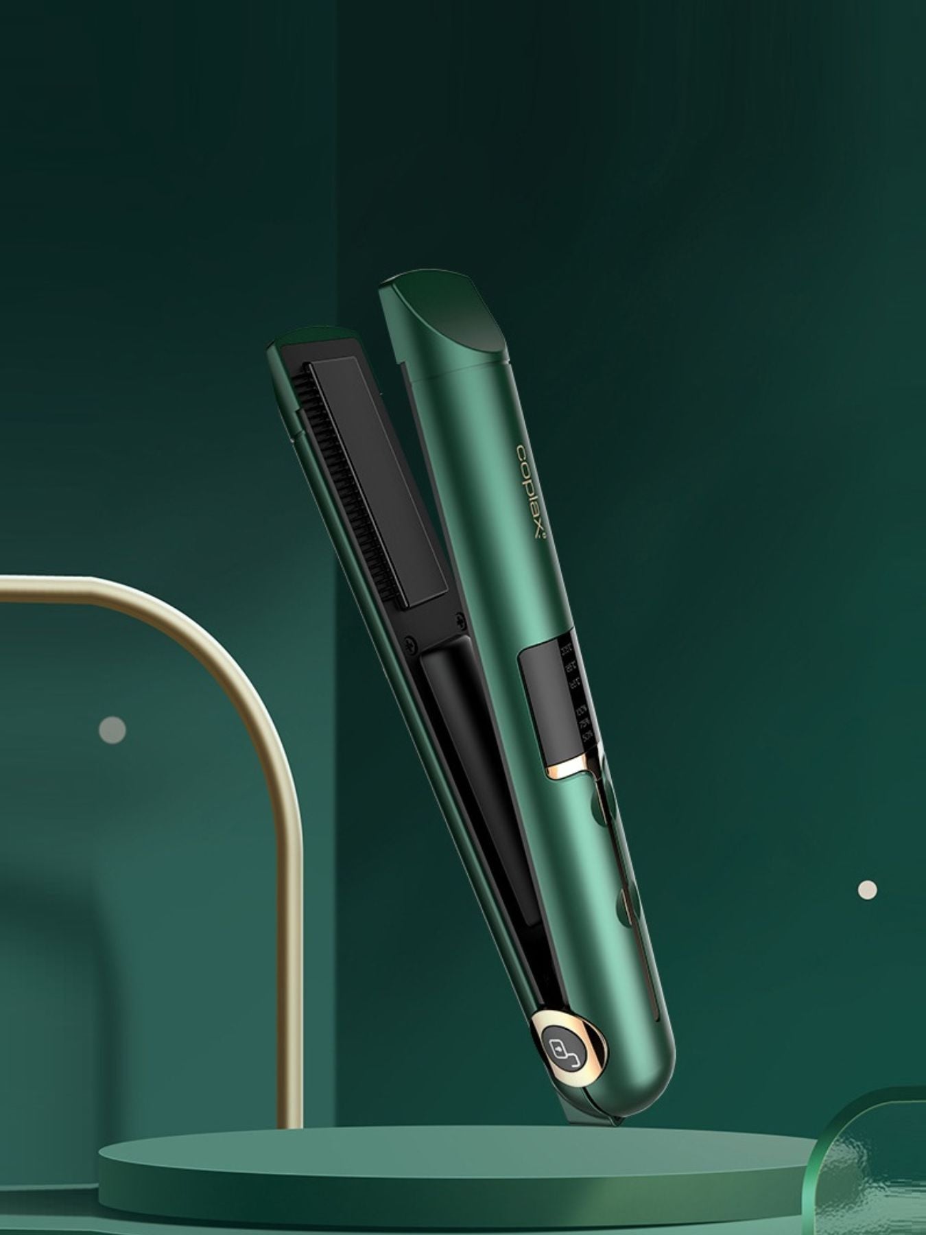 Green Trendsi cordless portable hair straightener with a sleek design, ideal for quick styling on the go.