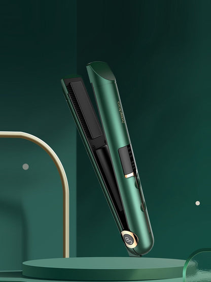 Green Trendsi cordless portable hair straightener with a sleek design, ideal for quick styling on the go.