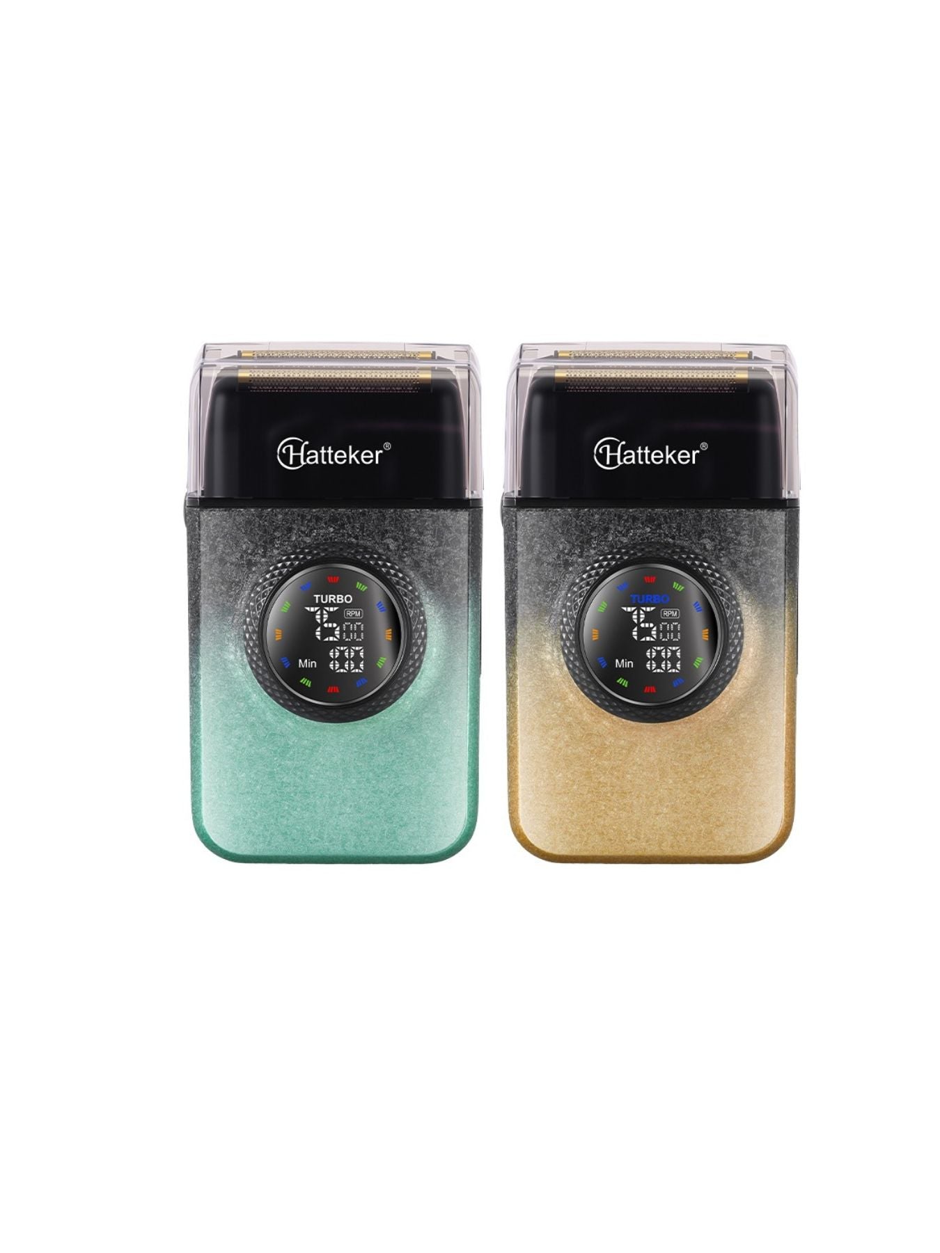 Green electric shaver with LED display from Trendsi, featuring a sleek design and multiple grooming settings.