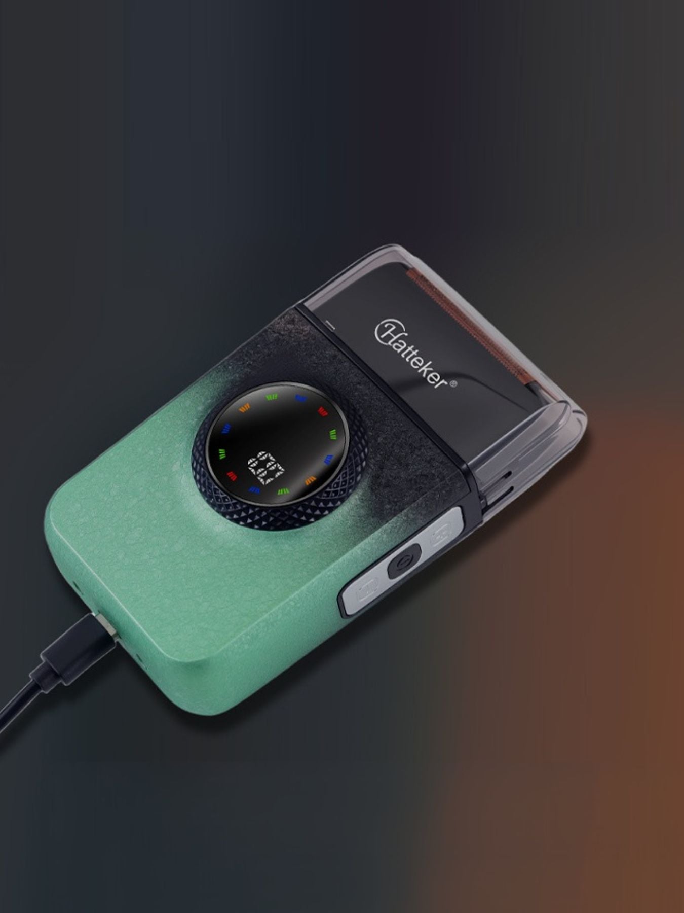 Green electric shaver with LED display from Trendsi, featuring a sleek design and one-size fits all for smooth grooming.