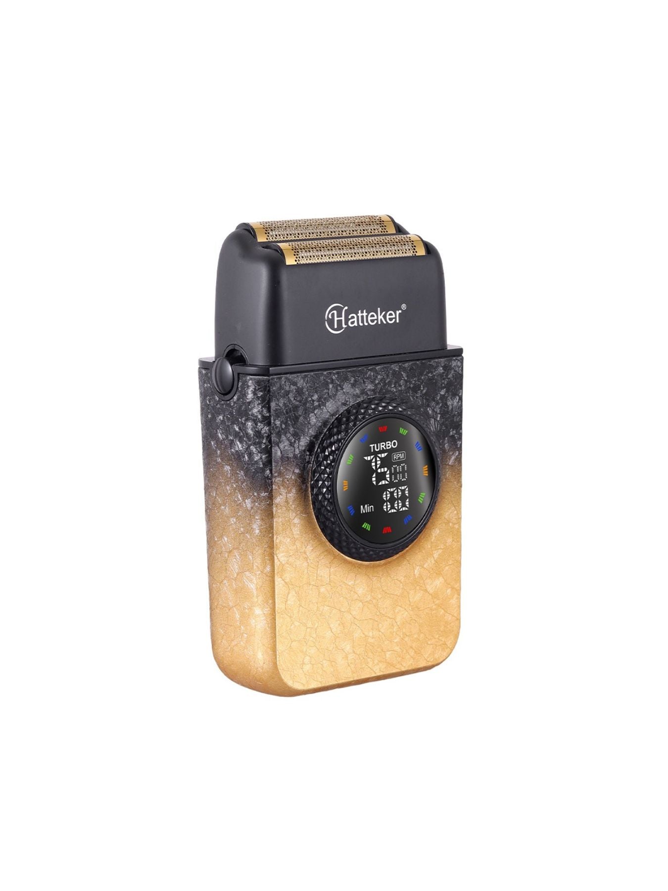Trendsi green electric shaver with LED display and one-size design, showing close-up of shaving head and digital screen.