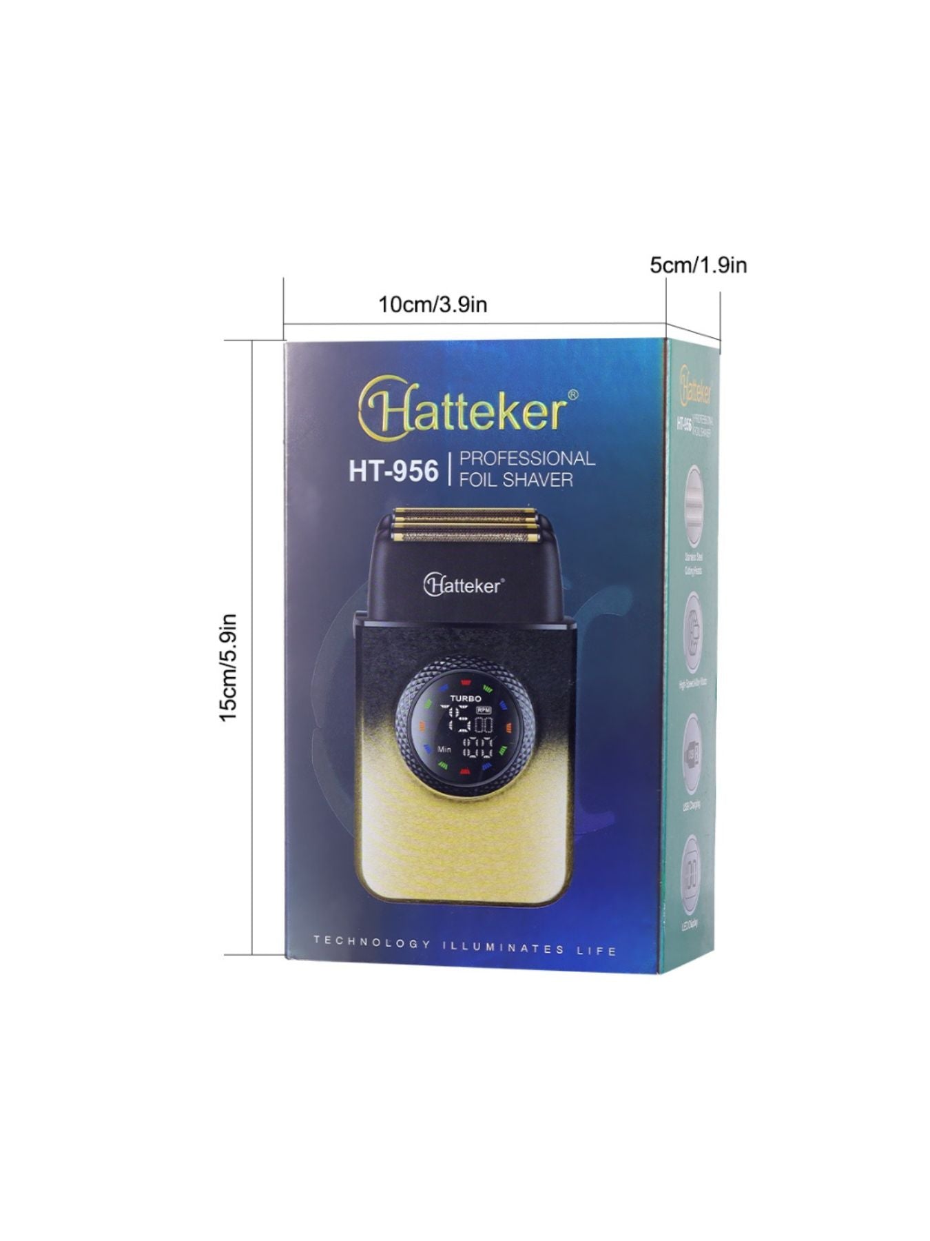 Green Trendsi electric shaver with LED display showing battery level and settings, compact design for easy grooming.