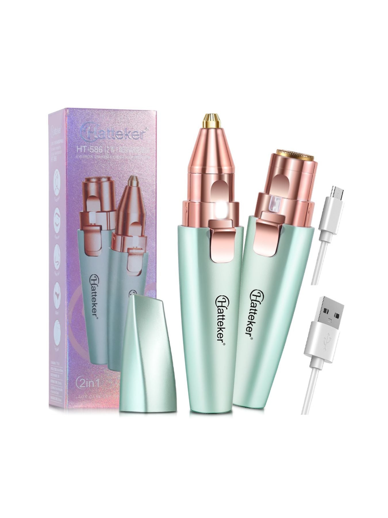 Green Trendsi painless hair removal epilator with multiple attachments for smooth, effortless hair removal.