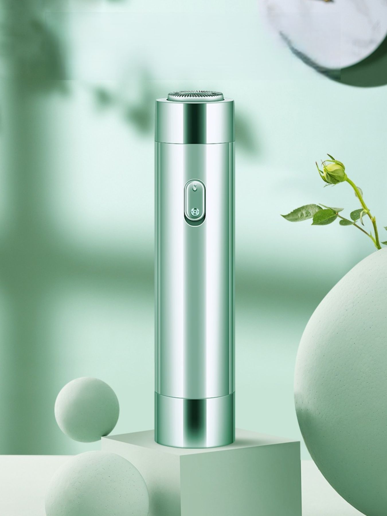 Green portable electric hair removal epilator by Trendsi, compact design with multiple attachments for efficient hair removal.