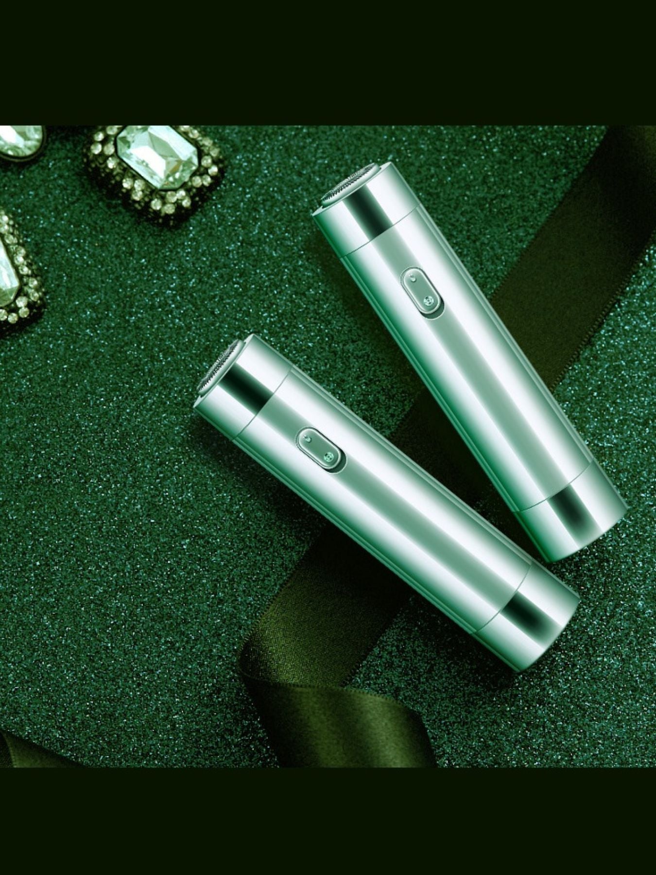Green portable electric hair removal epilator by Trendsi, compact device with multiple attachments for efficient hair removal.