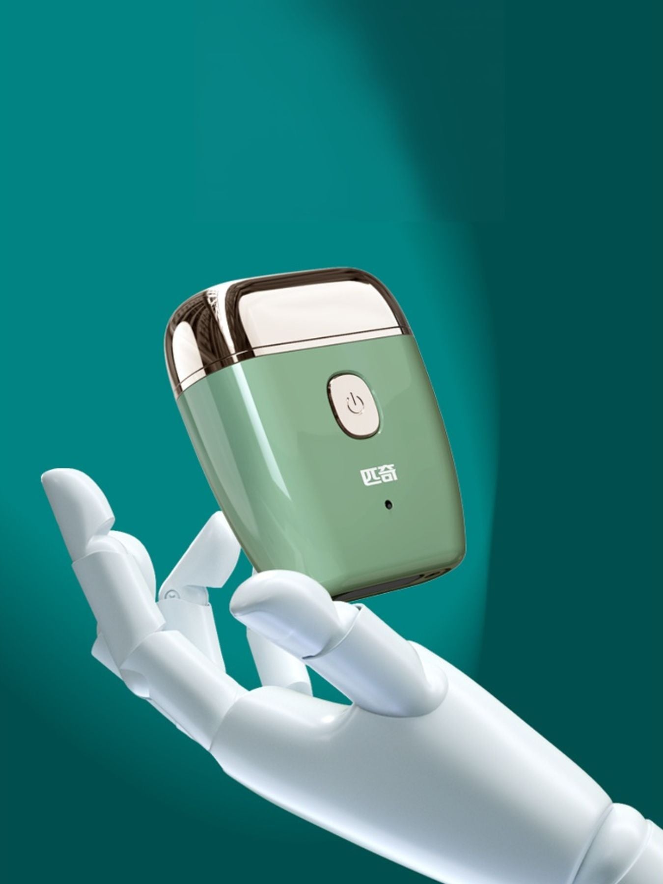 Trendsi portable mini electric shaver in green, compact handheld grooming tool for quick facial hair removal.