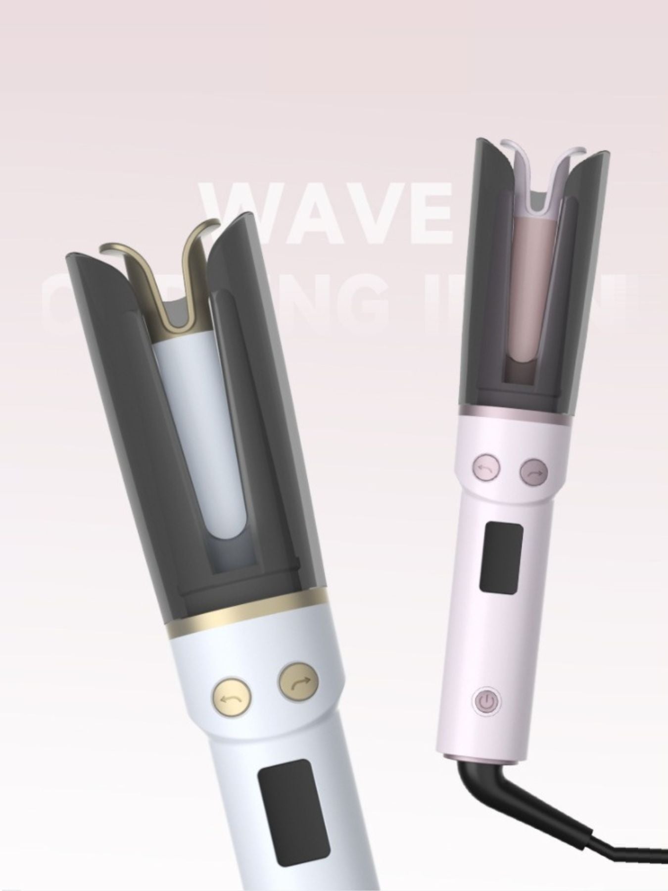 Gray automatic rotating ceramic curling iron by Trendsi with European plug, showcasing its sleek design and rotating barrel.