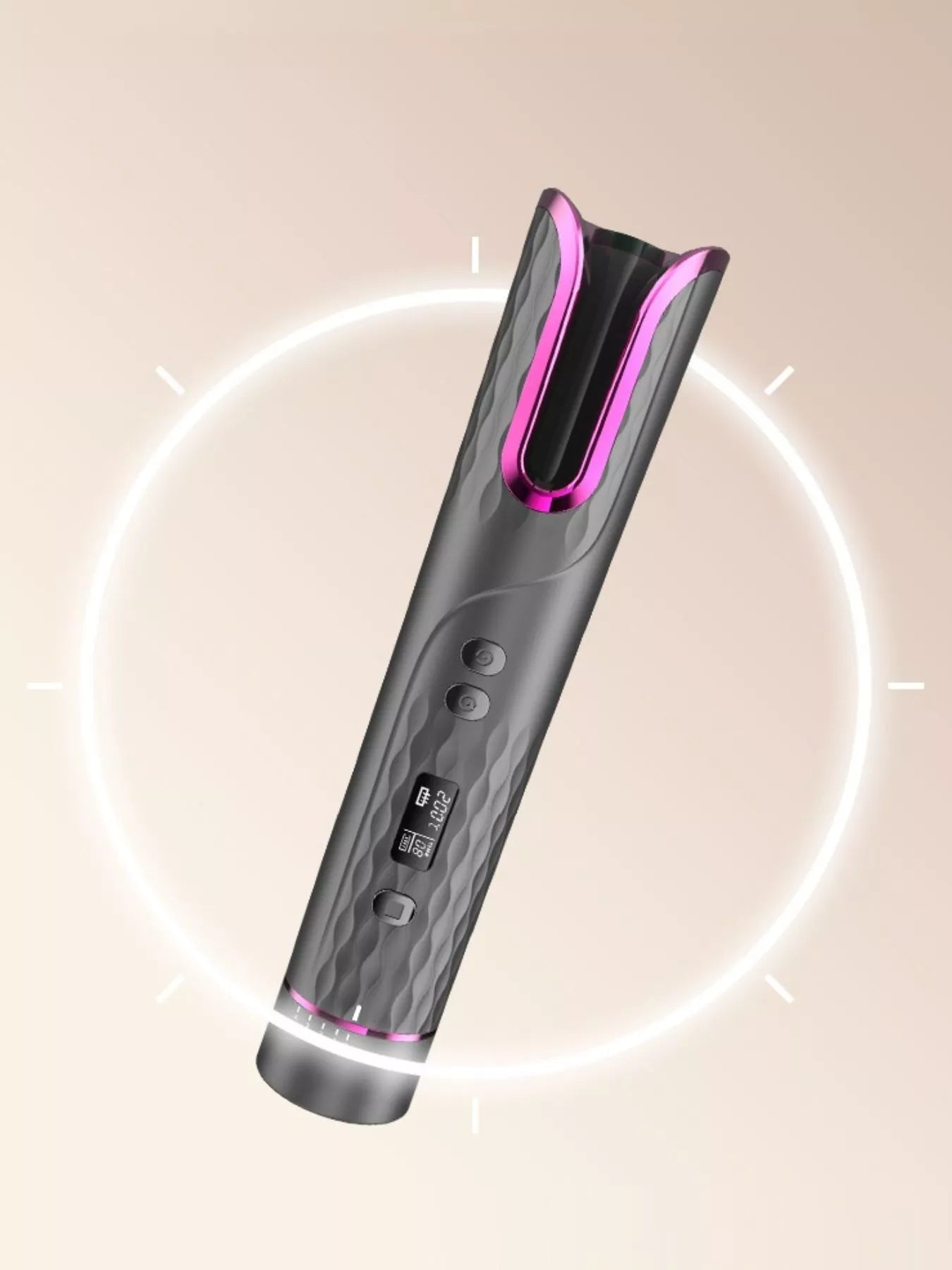 Gray automatic rotating ceramic hair curling iron by Trendsi with a sleek design for effortless styling.