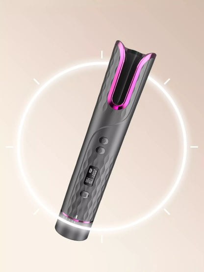 Gray automatic rotating ceramic hair curling iron by Trendsi with a sleek design for effortless styling.