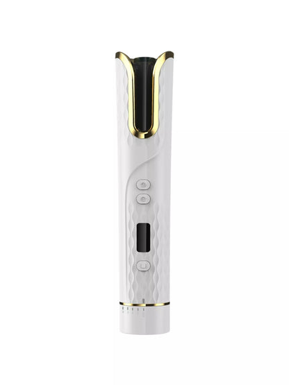Grey automatic rotating ceramic hair curling iron by Trendsi, showcasing the sleek design and rotating barrel for easy styling.