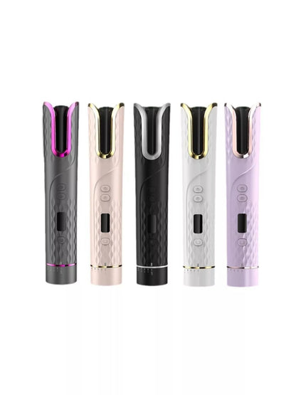 Grey automatic rotating ceramic hair curling iron by Trendsi, with a sleek design and digital controls for easy styling.