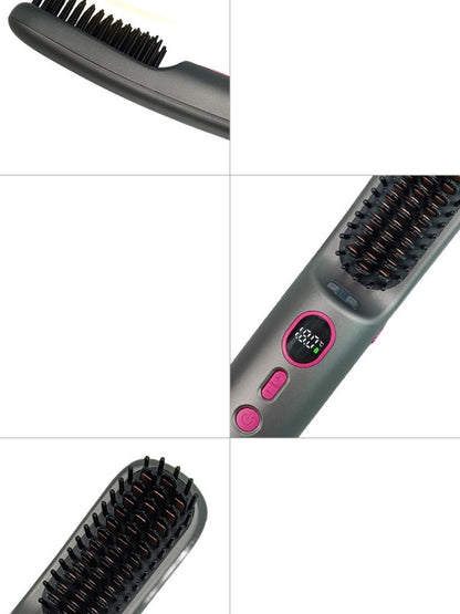 Grey Trendsi fast heating anti-scald straightening comb with wide teeth for safe, efficient hair styling.