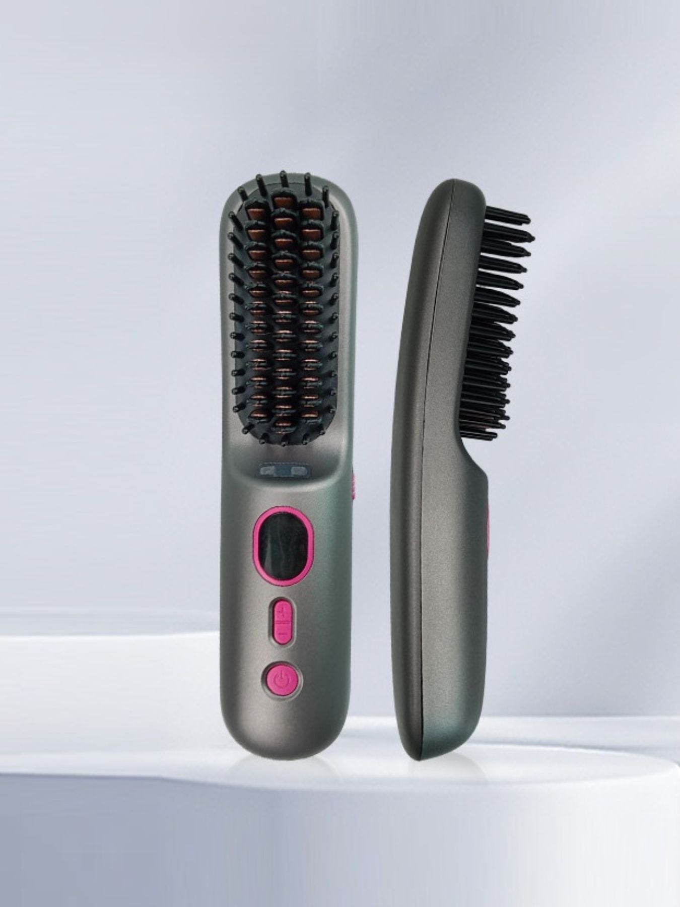 Grey fast heating anti-scald straightening comb by Trendsi, designed for safe, efficient hair styling and straightening.