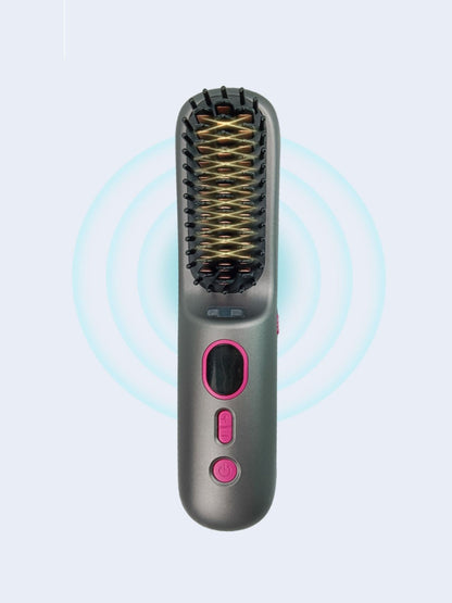 Grey Trendsi fast heating anti-scald straightening comb with ergonomic handle, designed for safe and efficient hair styling.