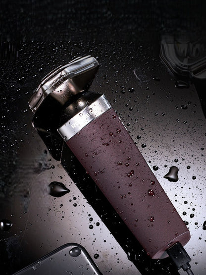 Grey rechargeable rotary shaver from Trendsi with a sleek design and multiple rotary blades for close, comfortable shaving.
