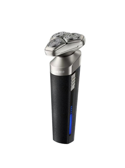 Rechargeable Trendsi rotary shaver in grey with a compact design and multiple rotary blades for close, smooth grooming.