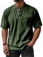 Men's plus size short sleeve top with button details in grey, stylish and comfortable from Trendsi.