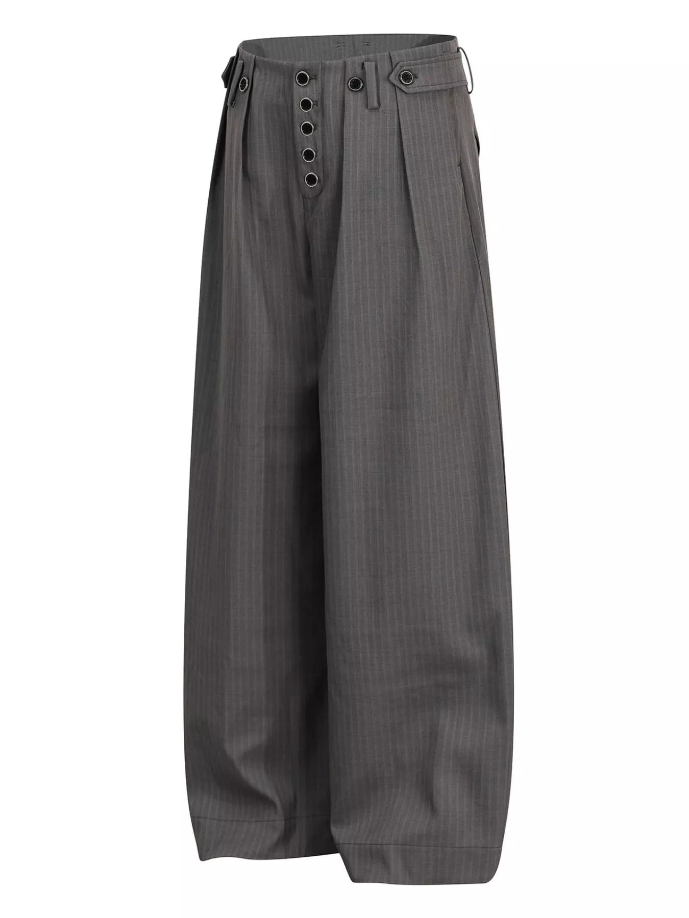 Men's striped wide-leg pants by Trendsi in grey, featuring a relaxed fit and bold vertical stripe pattern.