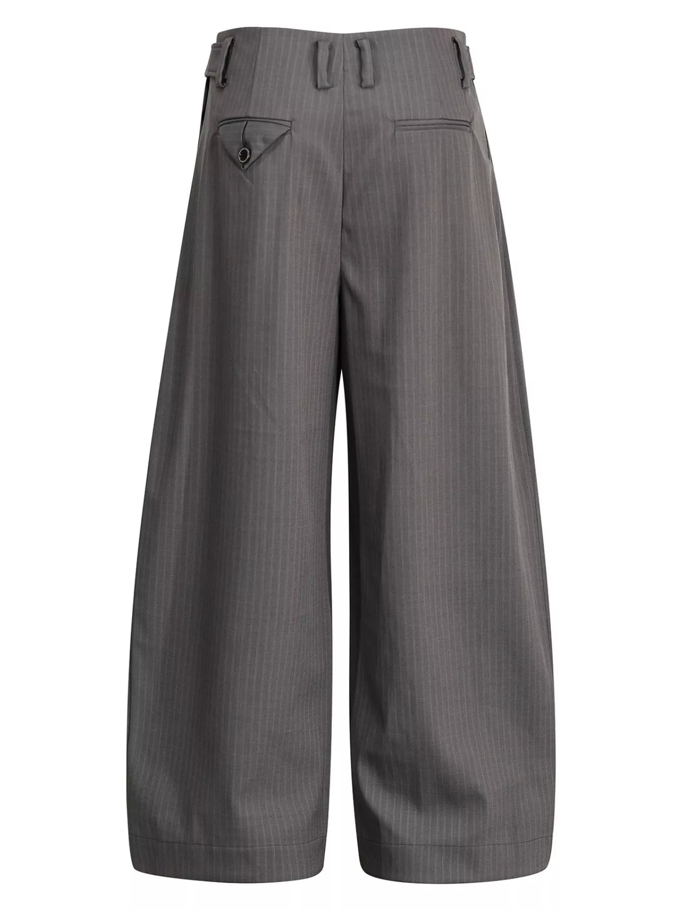 Men's grey striped wide-leg pants by Trendsi, featuring a relaxed fit and stylish horizontal stripe pattern.