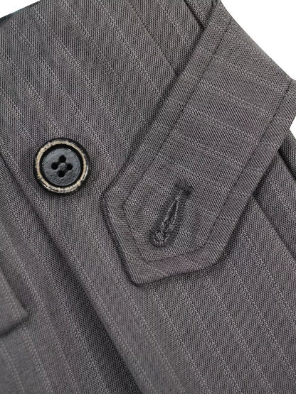 Men's grey striped wide-leg pants by Trendsi, featuring a relaxed fit and bold stripe pattern, perfect for casual or stylish looks.