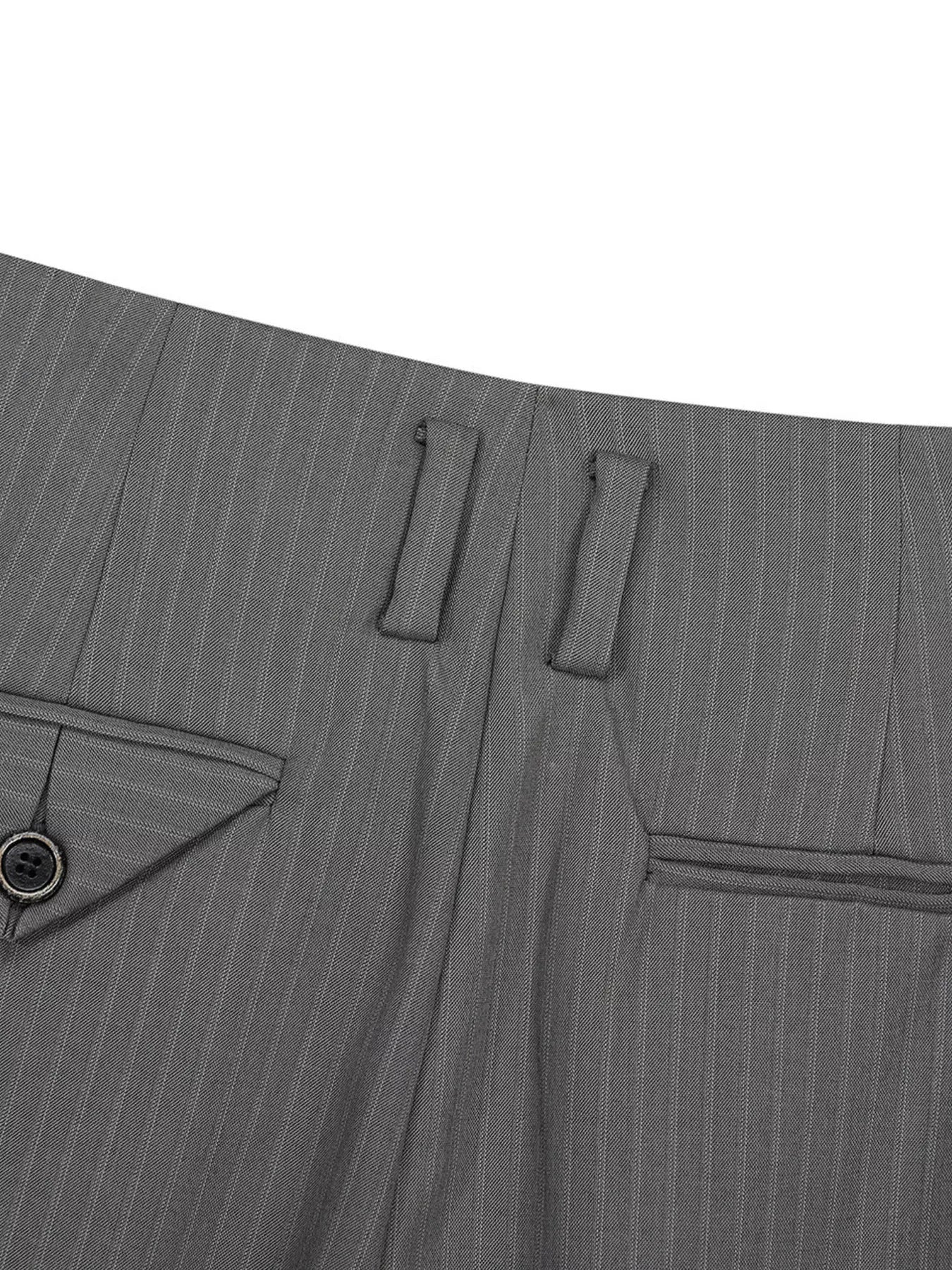 Men's gray striped wide-leg pants by Trendsi, featuring a relaxed fit and comfortable waistband, displayed on a model.