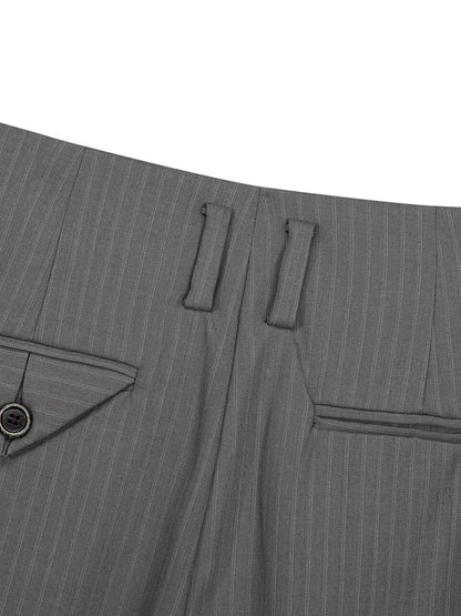 Men's gray striped wide-leg pants by Trendsi, featuring a relaxed fit and comfortable waistband, displayed on a model.