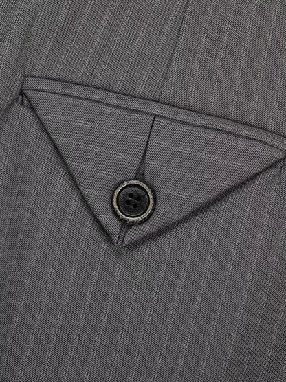 Men's grey striped wide-leg pants from Trendsi, featuring a relaxed fit and comfortable waistband.