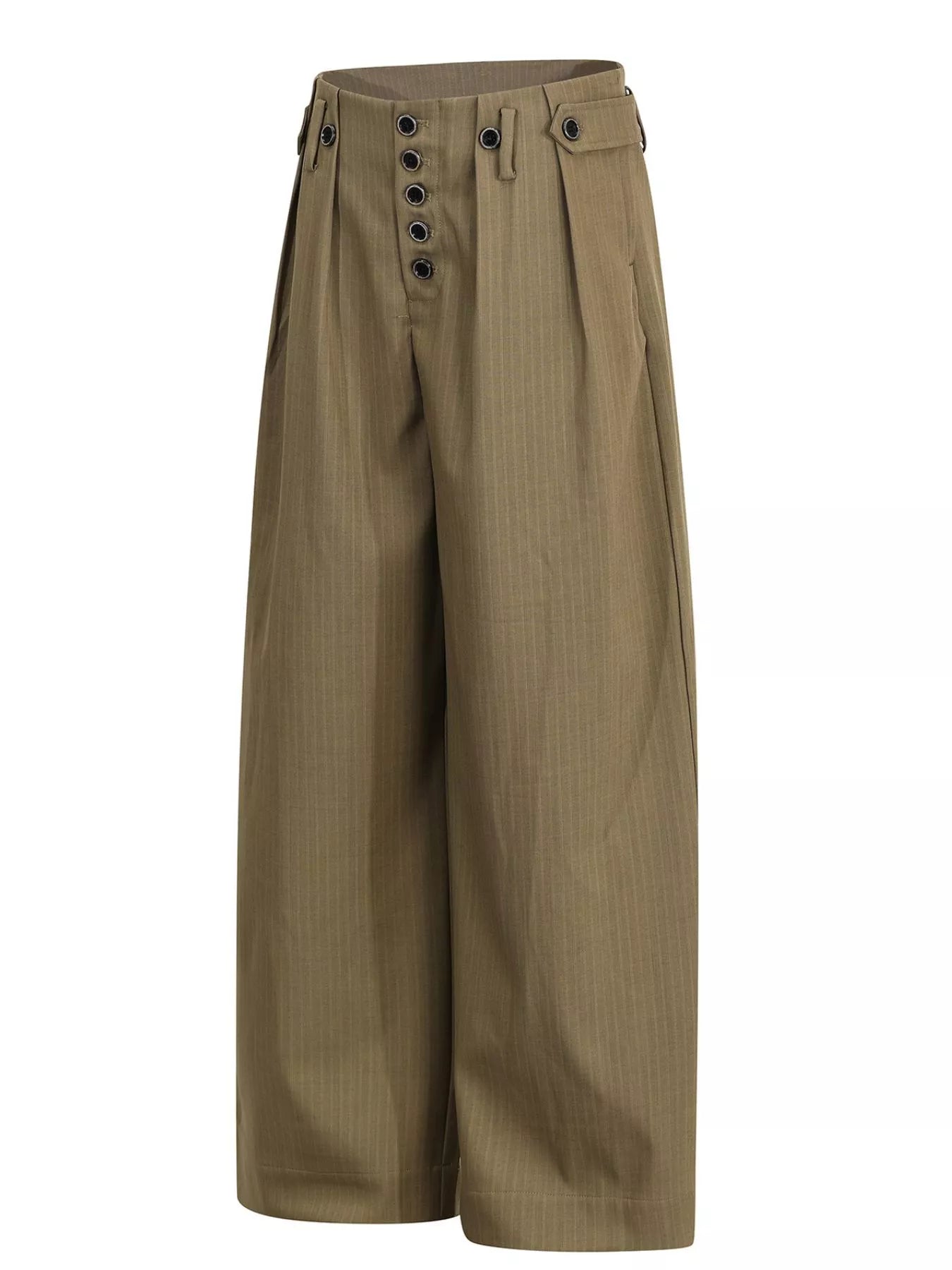 Men's grey striped wide-leg pants by Trendsi, featuring a relaxed fit and comfortable design, shown on a model.