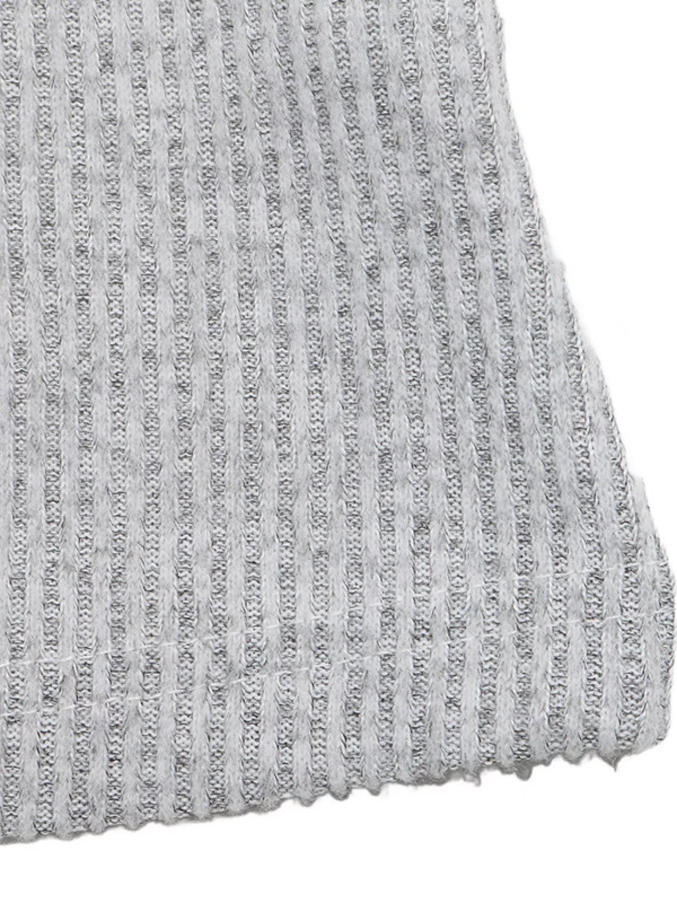 Grey ribbed lace trim Henley T-shirt by Trendsi, featuring a buttoned neckline and casual fit, displayed on a mannequin.