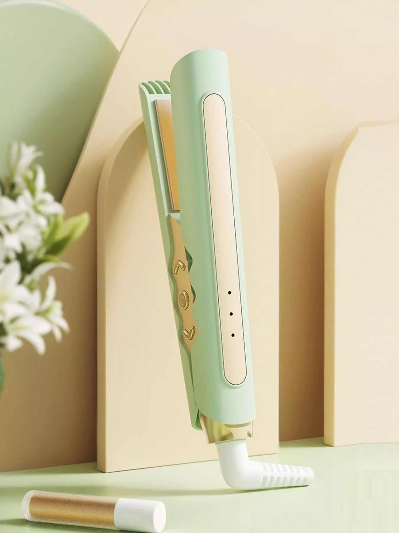 Trendsi fast heating hair straightener with European plug, sleek design, and ceramic plates for smooth, straight hair.