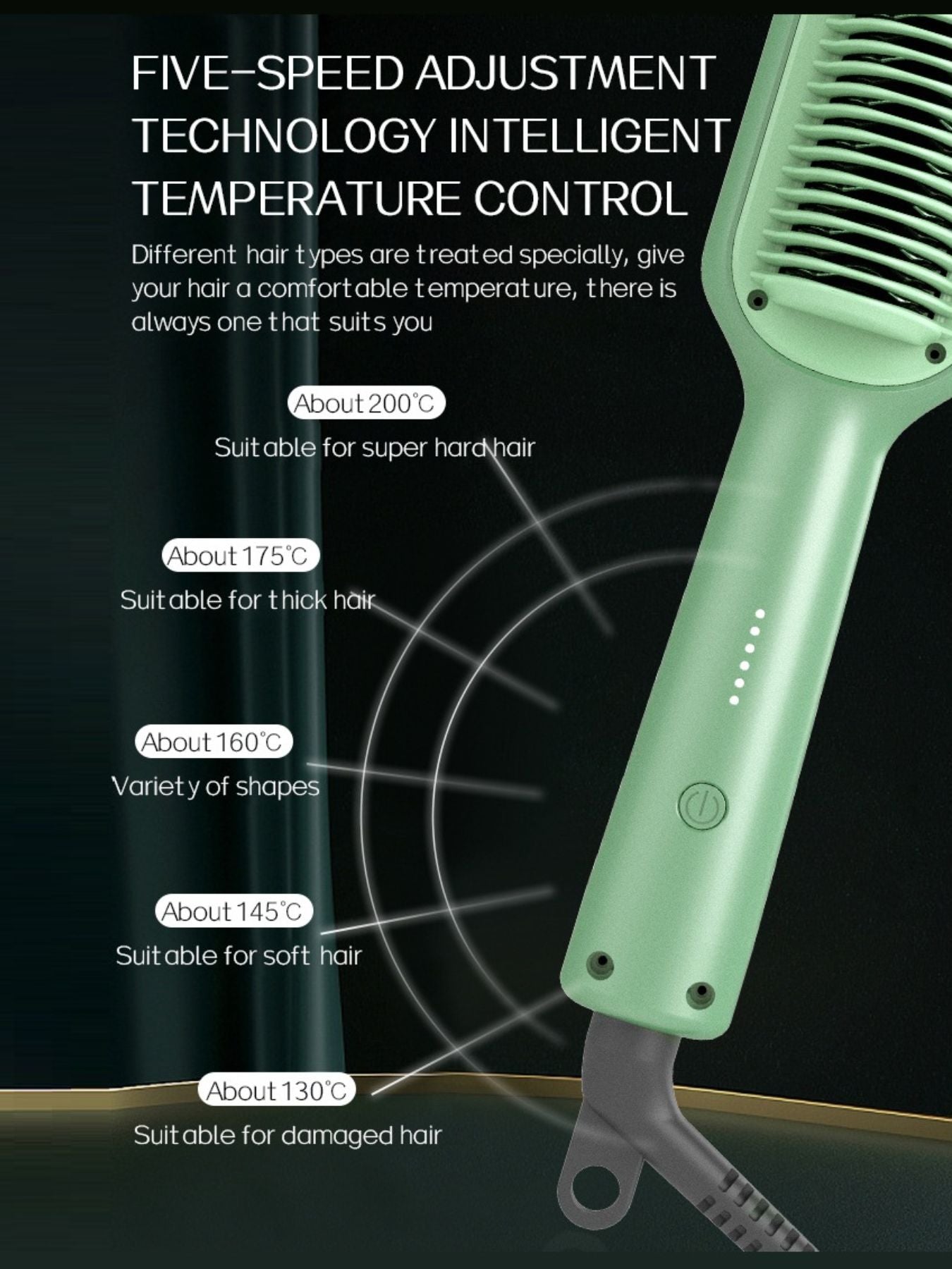 Trendsi fast heating straightening comb with North American plug and gum leaf design, ideal for quick hair styling and smoothing.