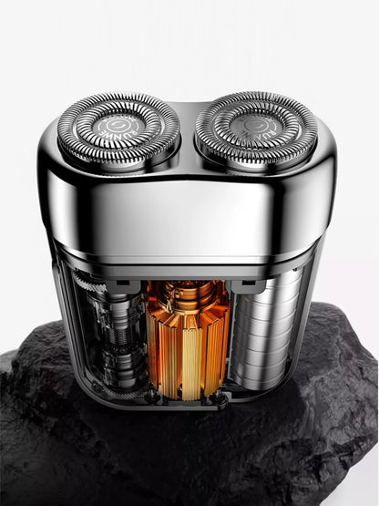 Waterproof electric shaver by Trendsi with a sleek design, suitable for wet and dry shaving, shown with a close-up of the device.