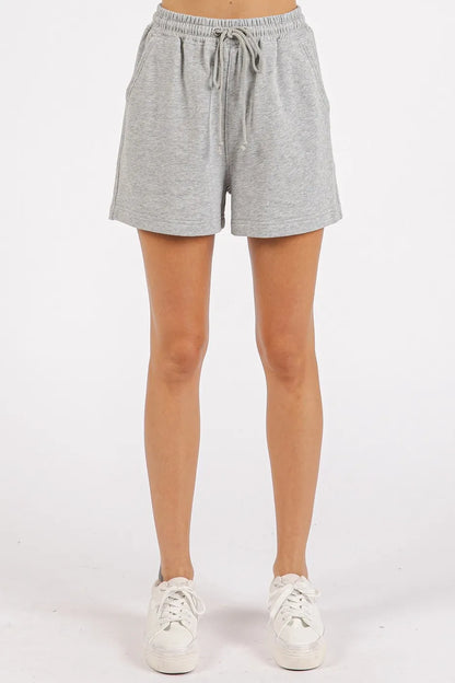 Gray French Terry crew neck top and shorts set by Mittoshop, stylish loungewear from Trendsi.