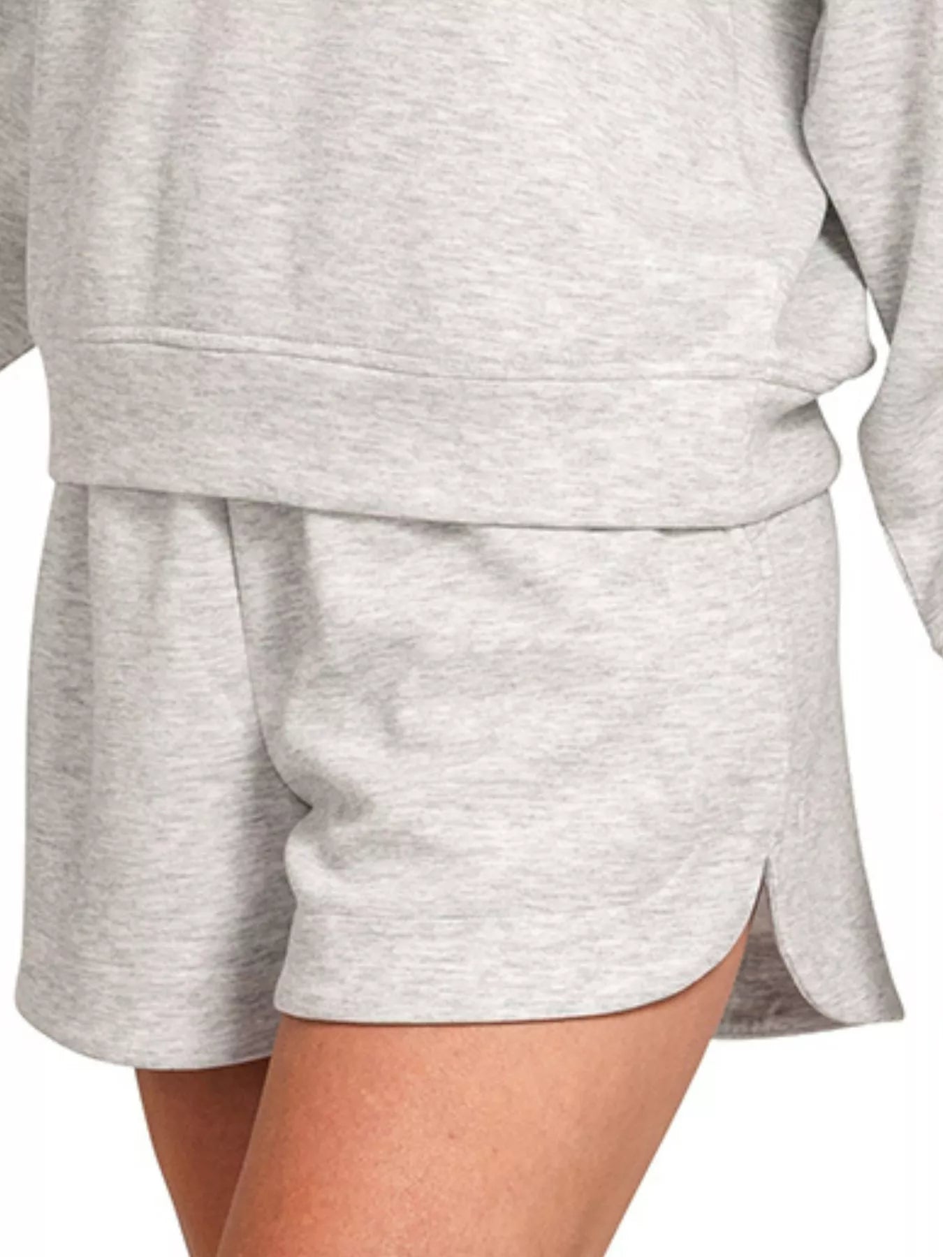 Gray Zenana scuba long sleeve sweatshirt and shorts set by Trendsi, featuring a comfortable, casual loungewear style for women.