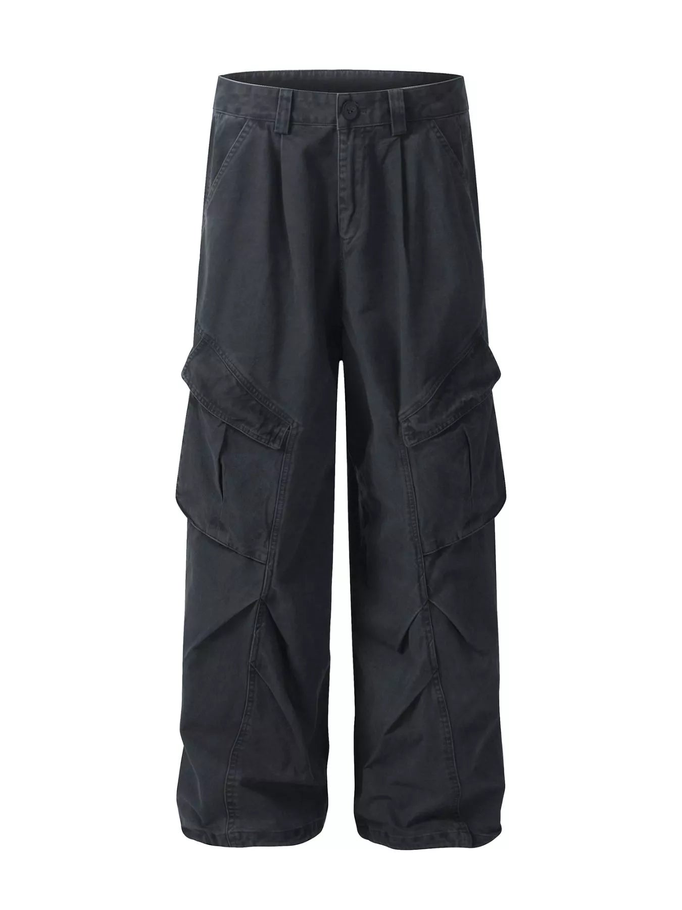 Men's loose fit cargo pants in haze gray by Trendsi, featuring multiple pockets and relaxed style for casual wear.