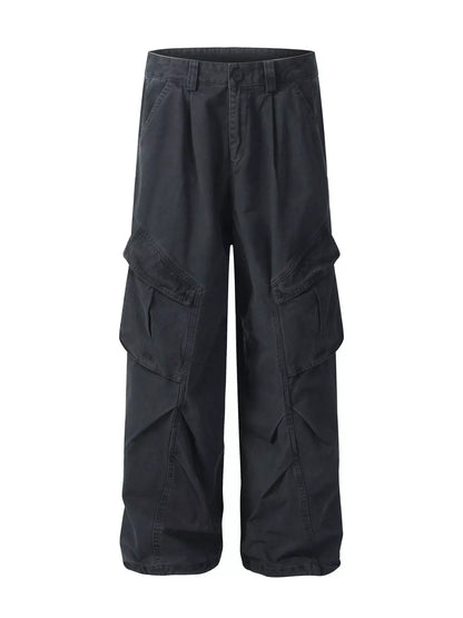 Men's loose fit cargo pants in haze gray by Trendsi, featuring multiple pockets and relaxed style for casual wear.